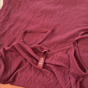 SKIMS Ribbed Maxi Dress in Burgundy